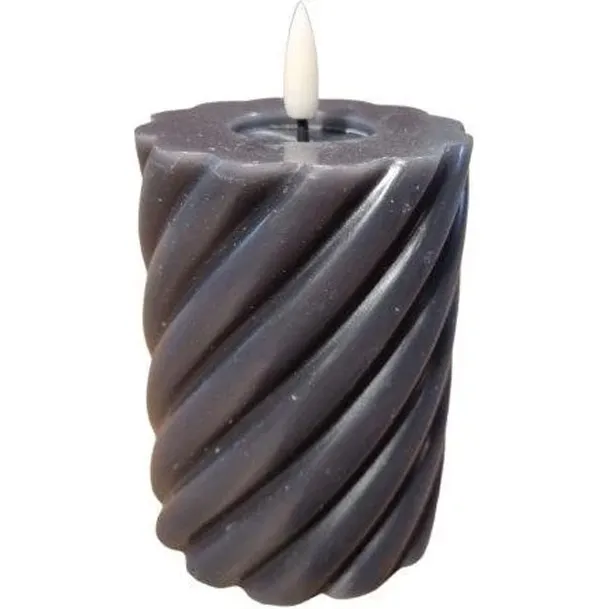 Twisted Pillar Candle Rustic Black 7.5x10cm