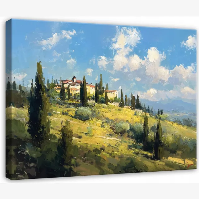 WALLARENA Schilderij op canvas - 100x70 cm - Landschap bergen natuur - Geschikt voor slaapkamer, woonkamer, keuken Veelkleurig