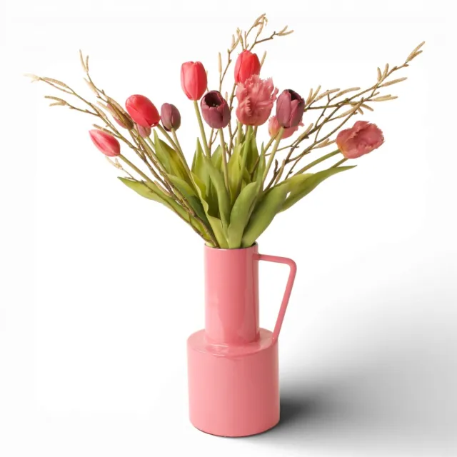 Winq Gebonden boeket met Tulpen en Parkiettulpen Mauve en roze-hoogte 4ocm
