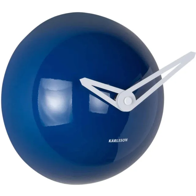 Karlsson Wandklok Cool Retro Cap - Kobaltblauw - Ø15cm - Wandklok Modern