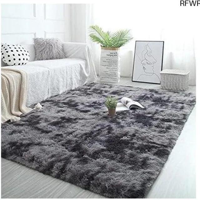 RFWR Zacht en Pluizig Tapijt - Antislip Vloerkleed voor Woonkamer en Slaapkamer (80 x 160 cm, Donkergrijs)