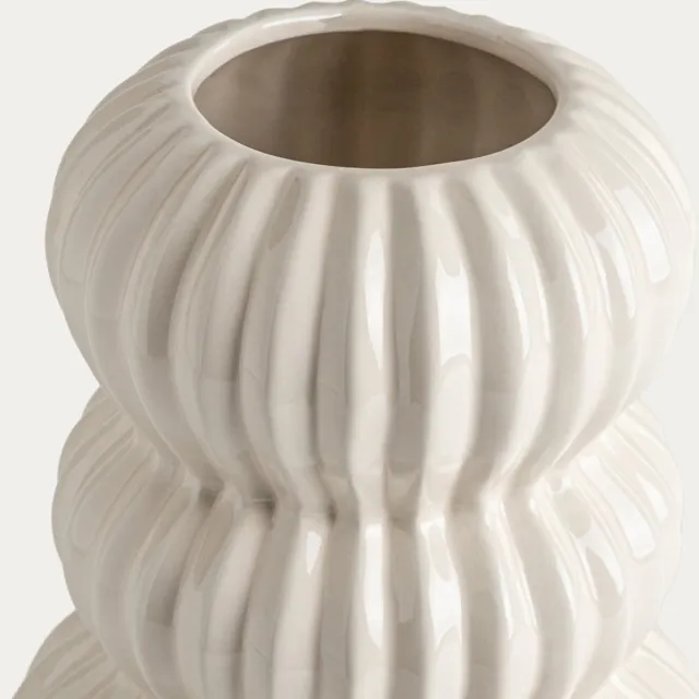 Homla Vaas | AVENA | ecru gestreept keramiek | 18.2 x 25.5 cm | 779329