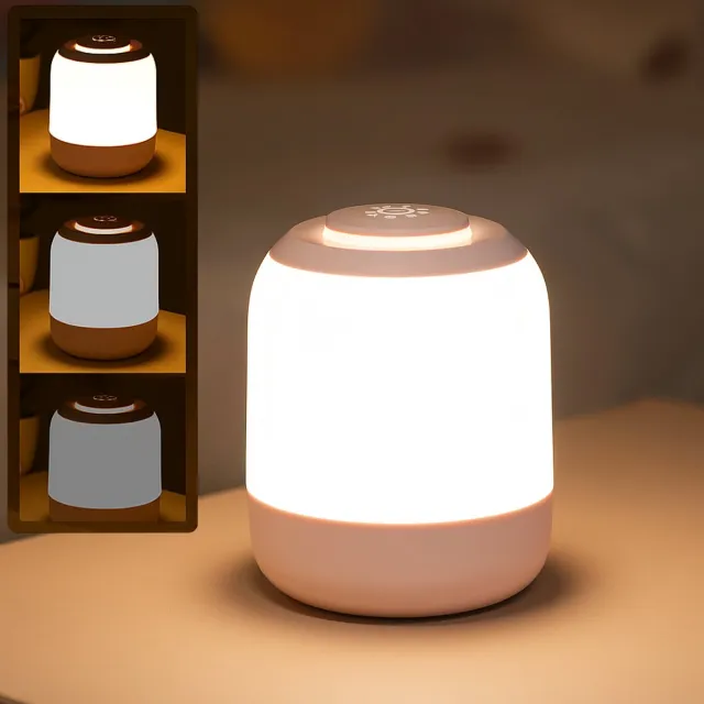 Best Active Touch Nachtlampje - Dimbaar en Oplaadbaar via USB-C - Draadloze Nachtlamp - 3 Lichtkleuren - LED - Camping Lamp - Tafellamp - Slaapkamer Lamp - Leeslamp - Wit
