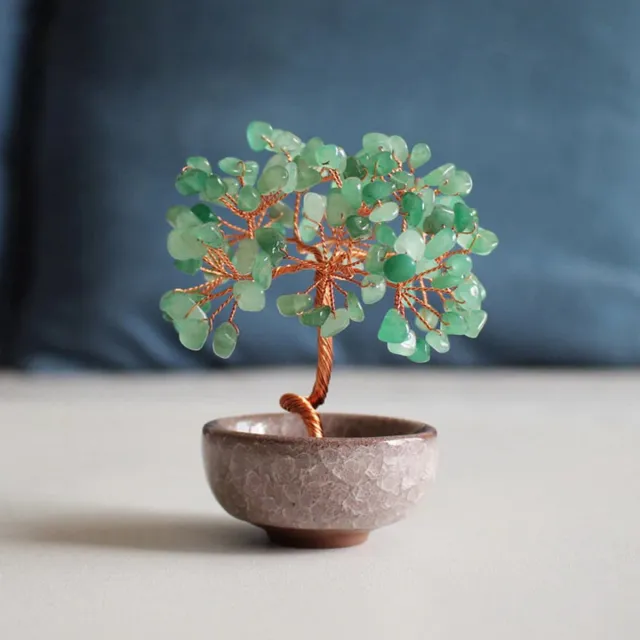 Homonoia Groene Aventurijn Edelsteenboom – Handgemaakte Kristallen Boom Decoratie – Geluk & Groei