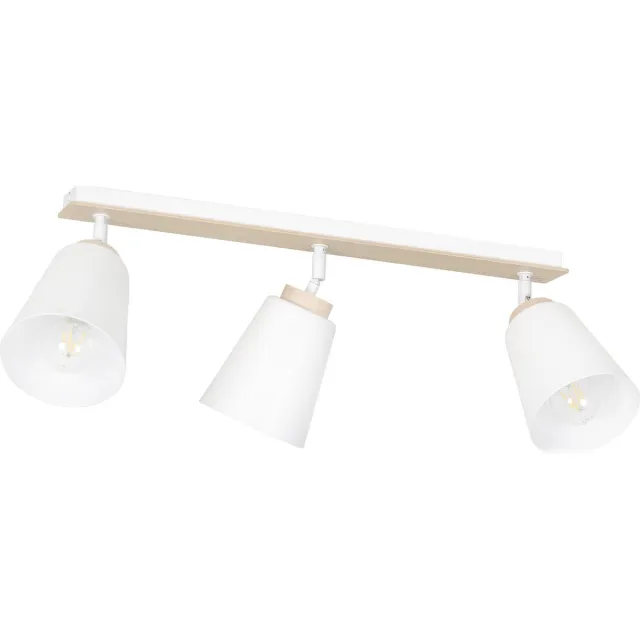 Emibig Salo 3L witte plafondlamp wit en hout 3x E27 - Perfecte verlichting voor elke ruimte