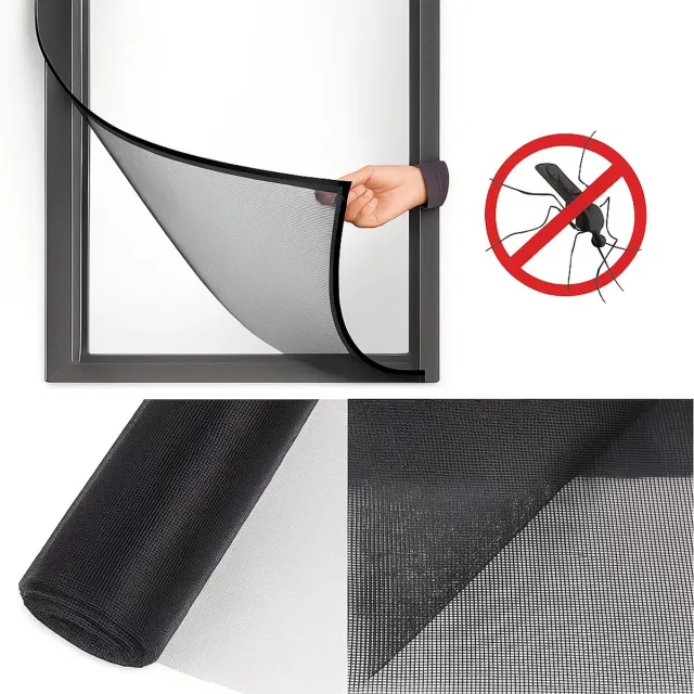 Cheaperito Insecten Hor I Raamhor I Raam Hor I Net tegen insecten I Horrengaas I Vliegenhor I Met Klittenband Plakstrip I 130 x 150 cm I Zwart