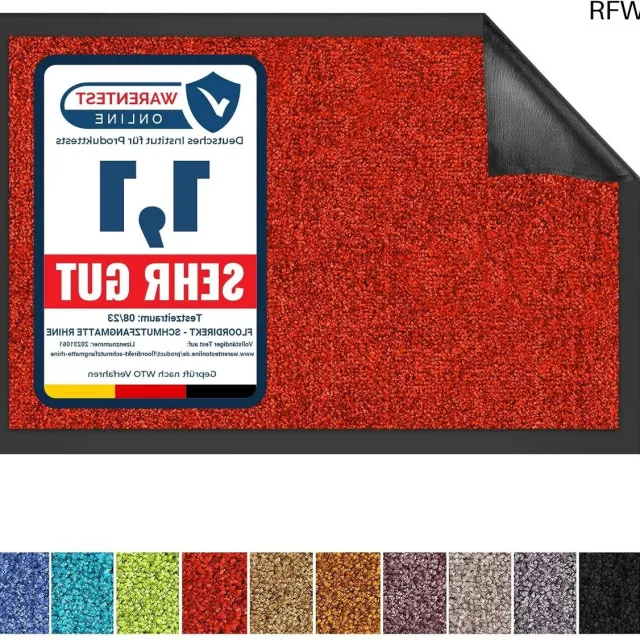 RFWR Wasbare Vloermat met Antislip Achterkant - Effectieve Schoonloopmat in Diverse Maten en Kleuren Rood