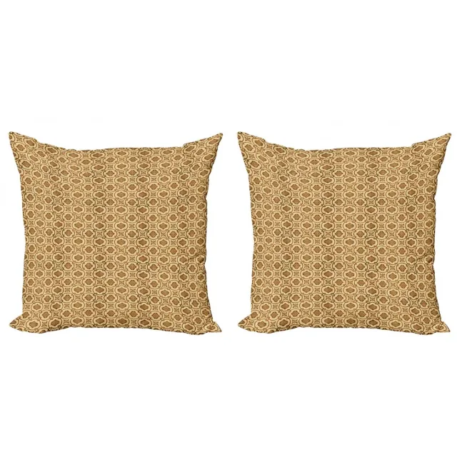 ABAKUHAUS Aardetinten Kussenhoezen Set – 2x 40x40 cm – Dubbelzijdig bedrukt – Beige/Bruin
