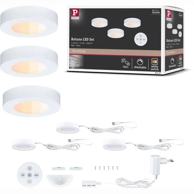 Paulmann LED-onderkastverlichting Batuno 3x2,1W 70 mm 3x180lm 230/24V Wit