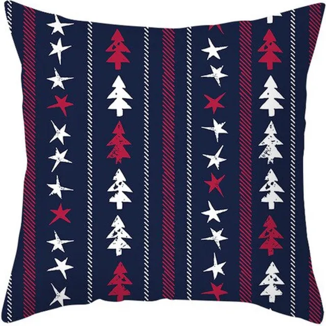 Grand Christmas Kerst Kussenhoes - Kerst Decoratie - Kussenhoes Kerst - Kerst kussensloop 45x45 cm - Rendier met kerstmuts Donker - Kerstbomen