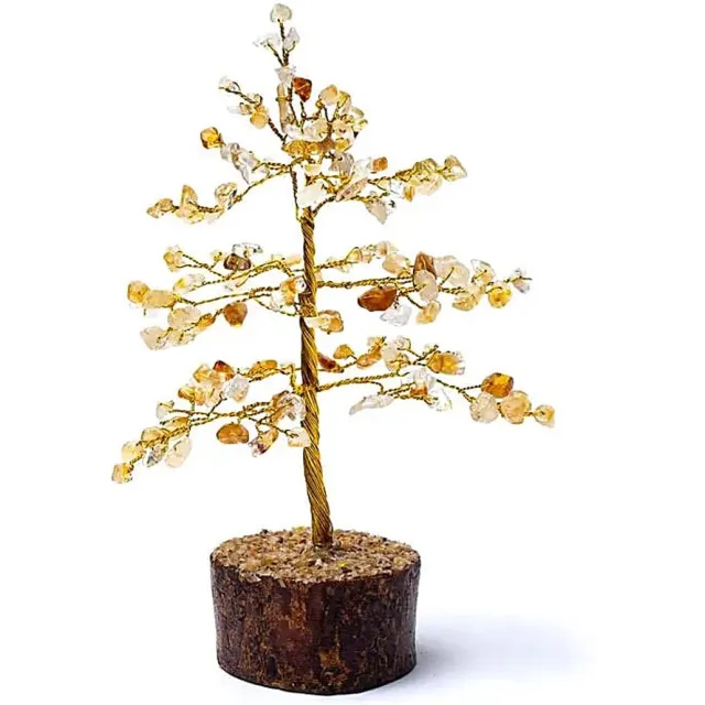 Phoenix Edelsteenboom - Citrien - Geel - Oranjebruin - Zonnevlecht - 3e Chakra - ong. 18 cm