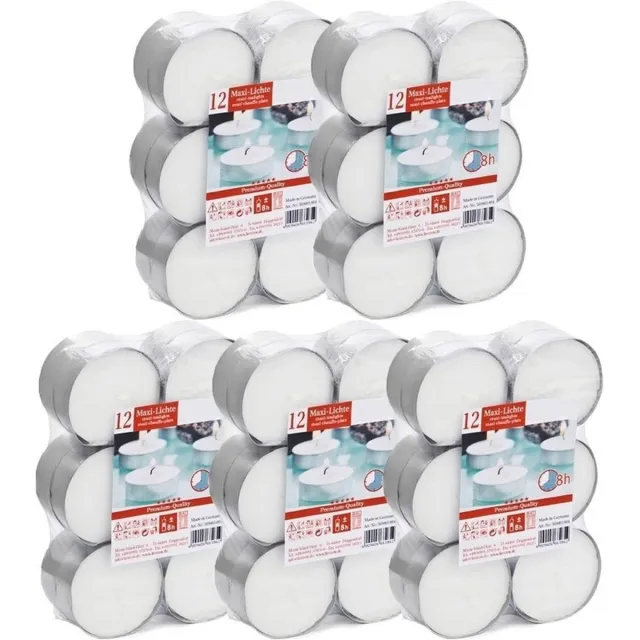 Trend Candles Waxinelichtjes - 60x stuks - 8 branduren - Geurloze kaarsen - Theelichtjes Wit