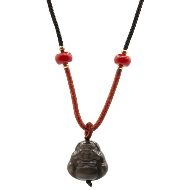 Ancient Wisdom Coole edelsteenhangers - Zilveren obsidiaan Boeddha