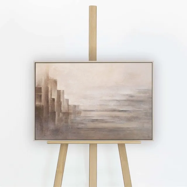 YS Schilderij - Handgeschilderd canvas schilderij - Wanddecoratie Stad - grijs - Modern - Muurdecoratie woonkamer - Slaapkamer decoratie - Kamer accessoires - schilderijen woonkamer - schilderij moderne Kunst Beige 60x40