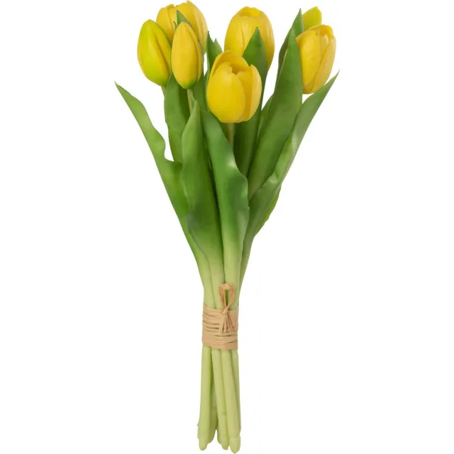 J-Line boeket Tulpen 5 stuks - kunststof - geel - small