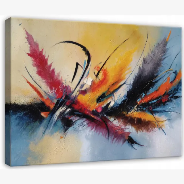 WALLARENA Schilderij op canvas - 100x70 cm - abstracte aquarel - Geschikt voor slaapkamer, woonkamer, keuken Veelkleurig