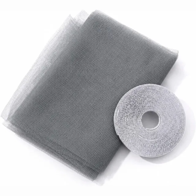 KCVV Raamhor-raamhor dakraam-raam horren-Raamgaas tegen insecten - 150x150 cm vliegennet voor ramen - zelfklevend materiaal, op maat te knippen - muggennet/raamgaas/insectenwerend gordijn - te installeren op meerdere ramen - grijs