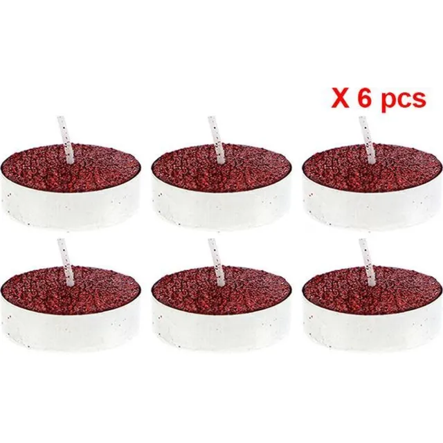 Ongedoelde lovertjes Platte kaars kaars - Set van 6 stuks - Plastic - Rood - SILUMEN