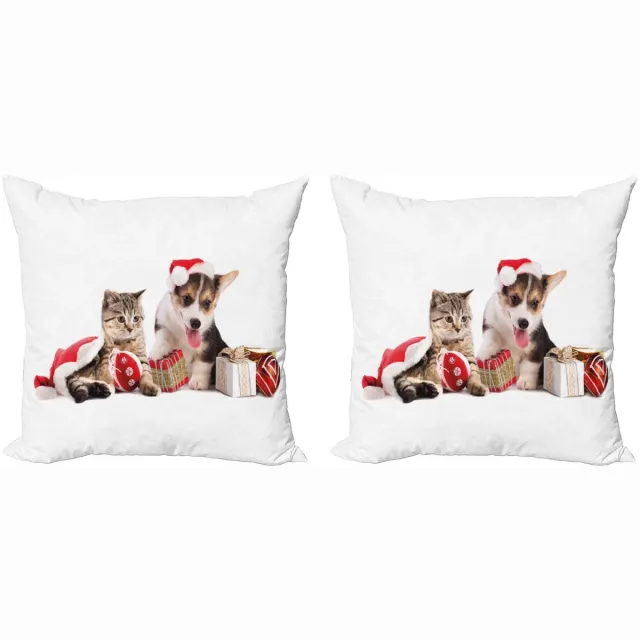 ABAKUHAUS Kussenhoes 50x50 cm – Set van 2 – Dubbelzijdig bedrukt – Kerst Bruin