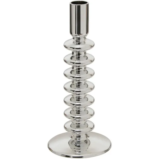 Atmosphera kaarsen kandelaar - decoratief glas - dinerkaarsen - zilver - D9 x H22 cm