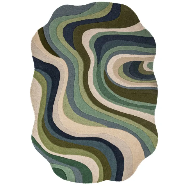 Flair Rugs wollen vloerkleed ovaal groen