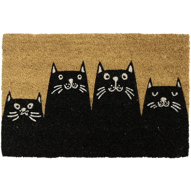 Famanu Moderne kokosnoot deurmat met PVC antislip rug, handgeschilderde deurmat, afmetingen: 70 cm x 40 cm, zwart