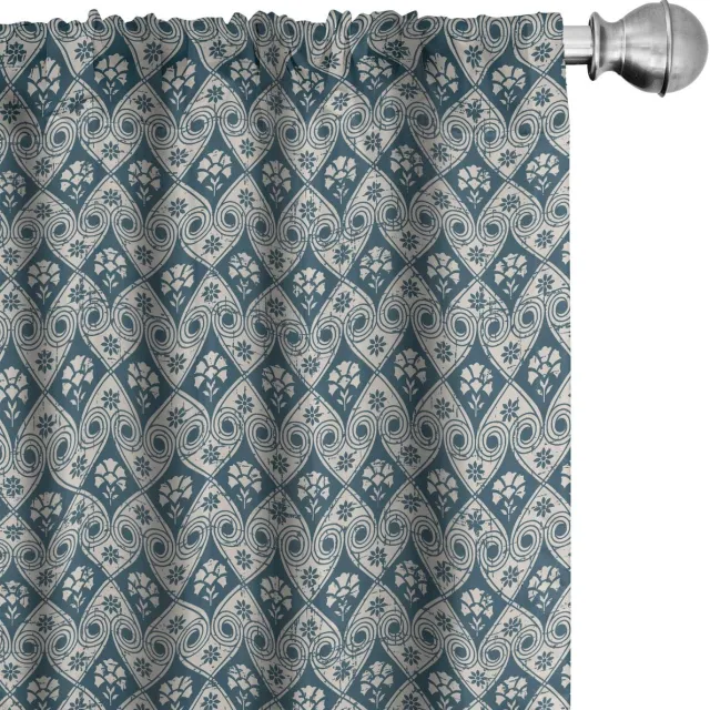 ABAKUHAUS Victoriaanse Voorhangen – 2x75x225 cm – Microvezel, halfdonker Blauw
