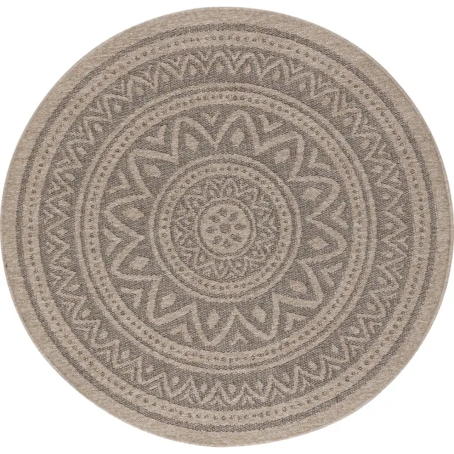 Surya Nova rond vloerkleed binnen en buiten jute-look beige zwart