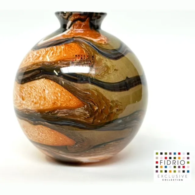 Fidrio Design vaas Bolvase With Neck - Fidrio INDIAN SUMMER - glas, mondgeblazen bloemenvaas - diameter 23 cm Oranje, groen