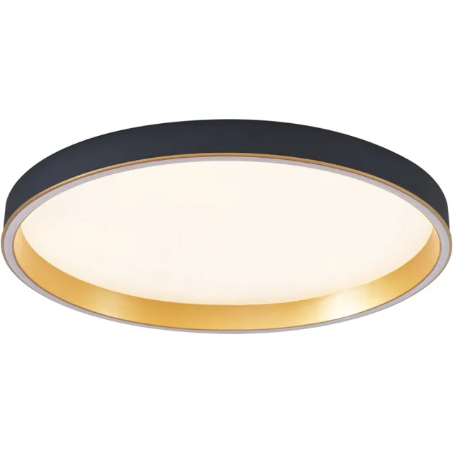 QAZQA ingo - Design LED Plafondlamp - 1 lichts - Ø 59 cm - Zwart Goud - Woonkamer | Slaapkamer | Keuken