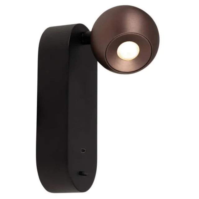 Lucide LED wandlamp 11x6.5 cm - koffie