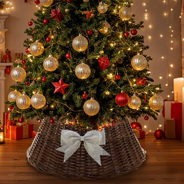 Soontrans Kerstboommand- Kerstboomrok van Wilgenvlechtwerk- Decoratieve hoes om de kerstboomstandaard - Kerstboomring - kraag Kerstboomrok-58cm-Bruin