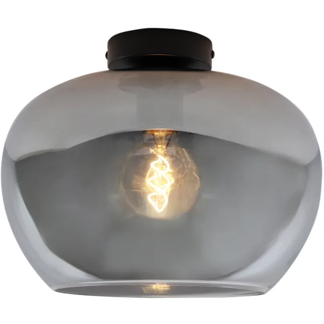 Olucia VIDRO - Plafondlamp - Grijs / Zwart - Geschikt voor Woonkamer - Vorm: Ovaal