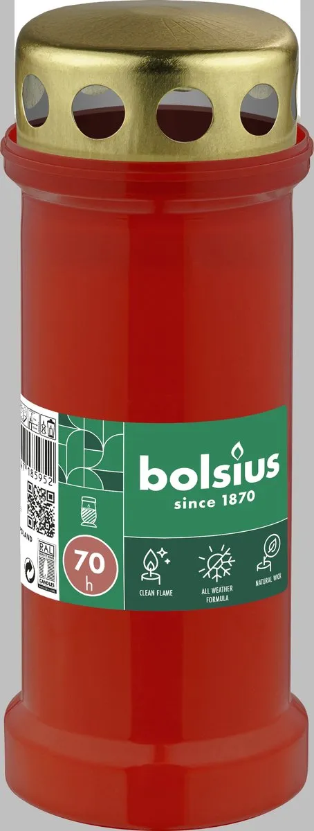 Bolsius Herdenkingslicht - Met deksel - Rood - 70 branduren