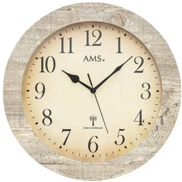 AMS W9651 - Wandklok - Analoog - Rond - Glas - Bedrukte wijzerplaat - Multikleur - 40 cm ø