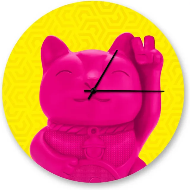 Mustard Desktop Klok - Lucky Cat Geel