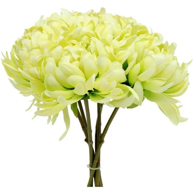 Viana Boeket chrysanten kunstcrème, geel 28cm 6st
