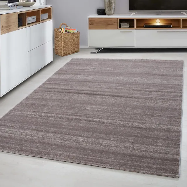 flycarpets Marlon Vloerkleed Effen Gestreept - Beige - Laagpolig - [ Loper voor in de gang, keuken of slaapkamer]