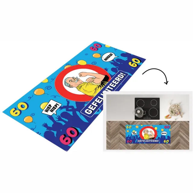 KitchenYeah Keukenloper - Loper keuken - Verjaardag - Jubileum- 60 Jaar - Man - Keukenloper vinyl Multicolor