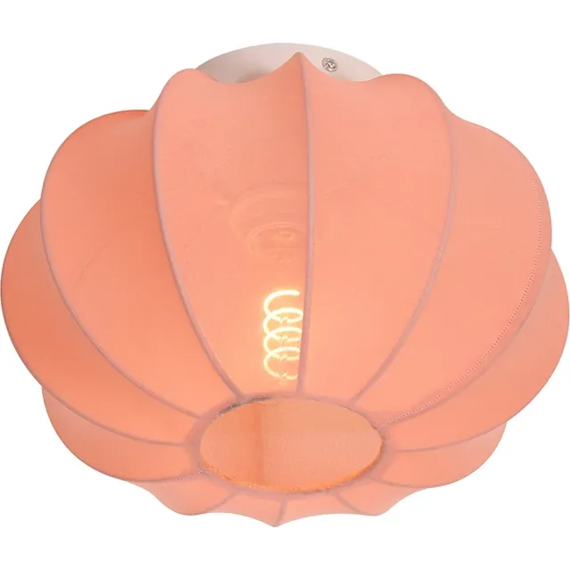 Olucia DEBORAH - Plafondlamp - Roze / Wit - Vorm: Ovaal
