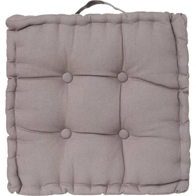 Atmosphera Deluxe Vloerkussen 40x40x8cm met handvat en 4 knopen - Grijs