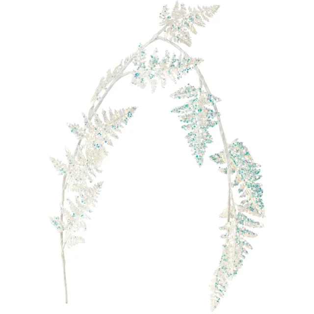 Kaemingk BV Decoratieve varen om op te hangen wit blauw glitter winter L110cm