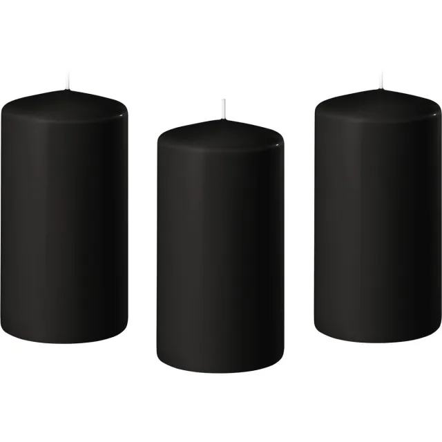 Enlightening Candles 8x Zwarte cilinderkaarsen/stompkaarsen 6 x 10 cm 36 branduren - Geurloze kaarsen zwart