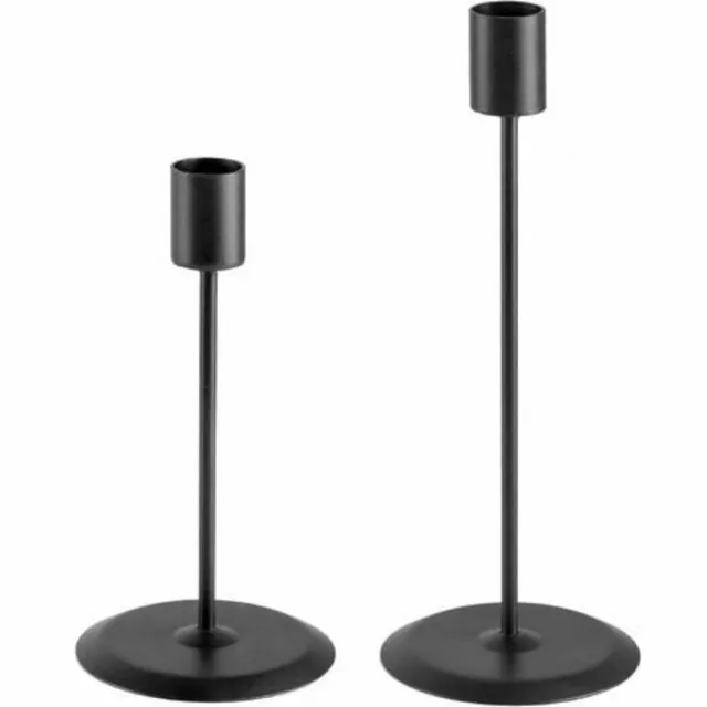 Tovbmup Kandelaar Set van 2 - Kaarsenstandaard - Kaarsenhouders - Kandelaars Groot en Klein - Decoratieve accessoires - Metaal - Zwart