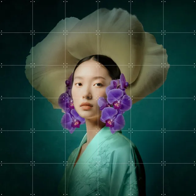 IXXI Tear Of Love, Sander van Laar - 120 x 120 cm - Grote wanddecoratie en posters - Speels, Digitale Kunst, Surrealisme, Kleurrijk, Illustraties Paars / Groen / Blauw