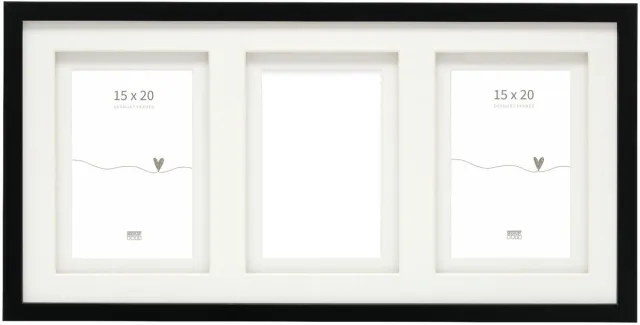 Deknudt Frames multifotolijst - zwart - passe-partout - 3 foto's 15x20