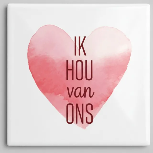 Nevolis Ik Hou Van Ons Romantische Hart Tegel – Liefdestekst Decoratie – Keramische Tegel 15 × 15 cm Multi Color