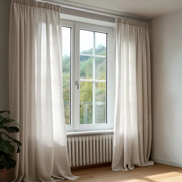 Unyqoos Transparante linnenlook gordijnen voor een rustgevende sfeer in huis Beige