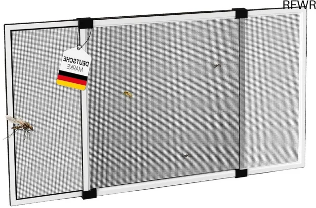 RFWR Hordeur en Raamhor met Uitschuifbaar Frame 75 x 50 cm - Ideaal voor Balkondeuren en Terrasdeuren staal