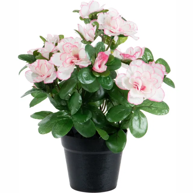 Louis Maes Azalea Kunstplant - lichtroze - in binnenpot - H25 cm - kunstbloemen